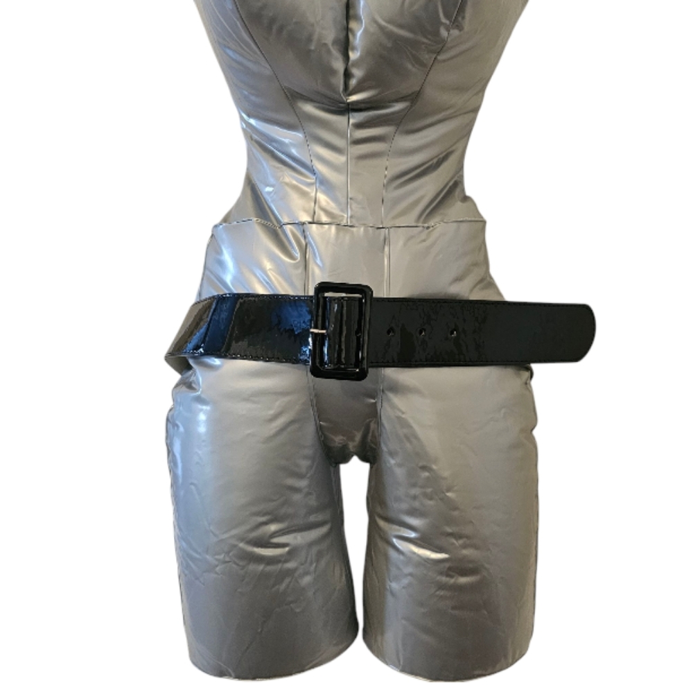 Black Women's Faux Patent Leather Belt